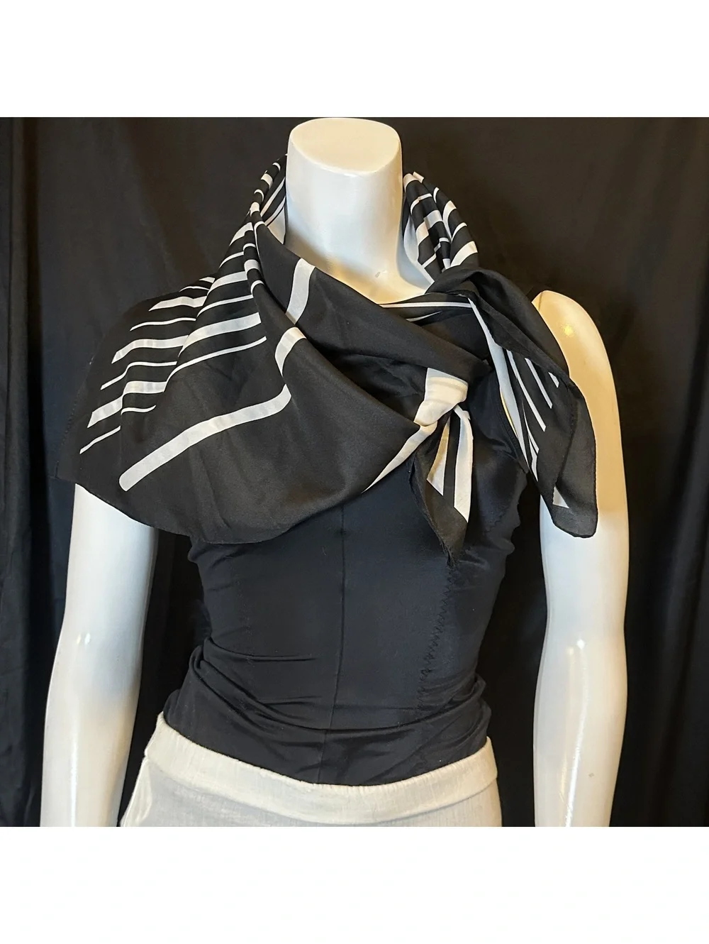 Vintage Black and White Geometric Pattern Square Scarf